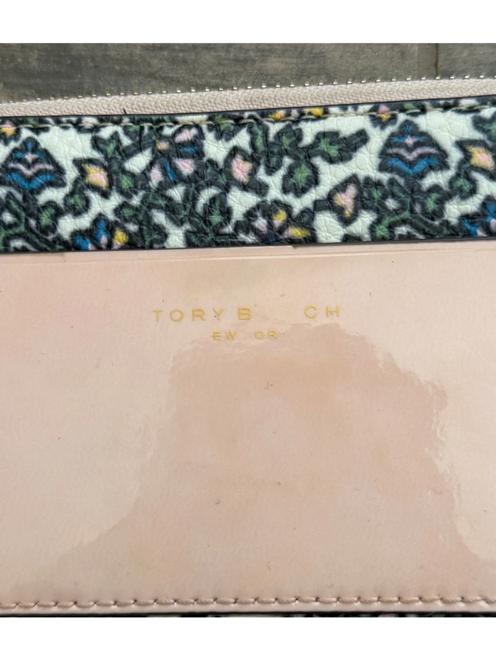 Tory Burch Color-Block Zip Continental Wallet in Ivory Wild Pansy